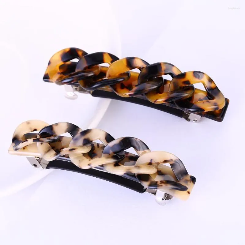 Hair Clips Selling Five Rings Barrette Leopard Acetate Clip Fashion Chain For Girls