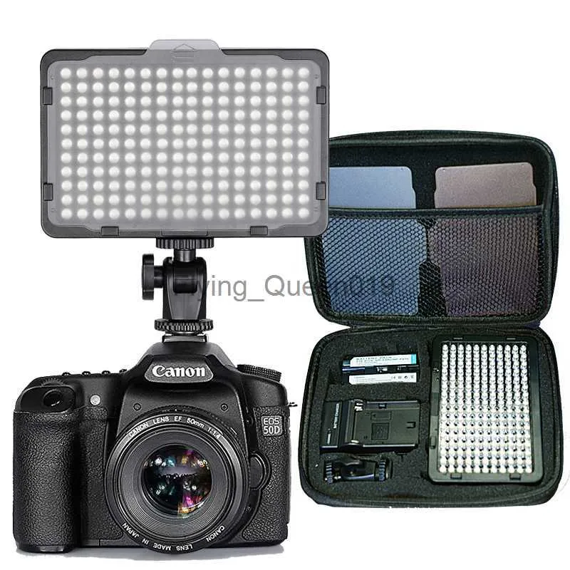 DSLRカメラカムコーダーの連続したライトバッテリーとUSB充電器キャリーケース写真写真ビデオスタジオHKD230828の176 PCS LEDライト
