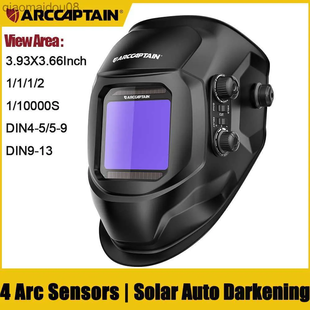 Protective Clothing ARCCAPTAIN MIG MAG TIG 3.94"X3.66" 1/1/1/2 4 Sensors Solar Cell Powered Expensive Auto Darkening Welding Helmet Welding Mask HKD230826