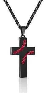 Baseball cross necklace