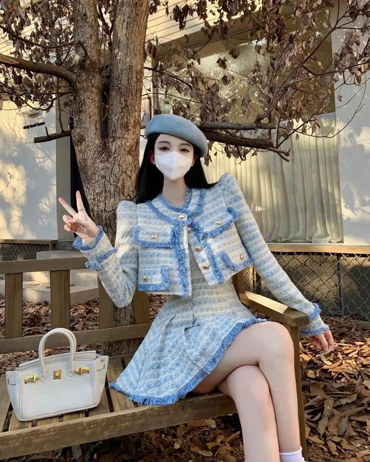 DHgate.com:2 Piece Outfits Skirt and Top - Chic Tweed Set
