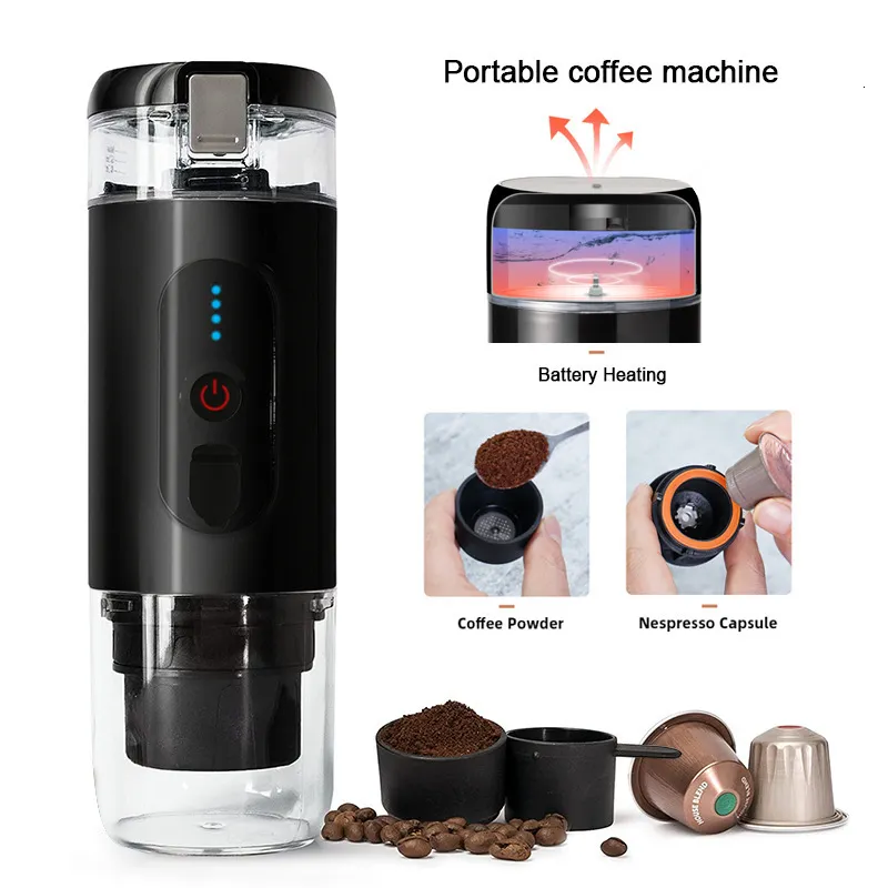 Coffee Filters Portable Drip Machine Espresso for Car Home Rechargeable Capsule Maker Fit Nespresso Powder 20 Bar 230828