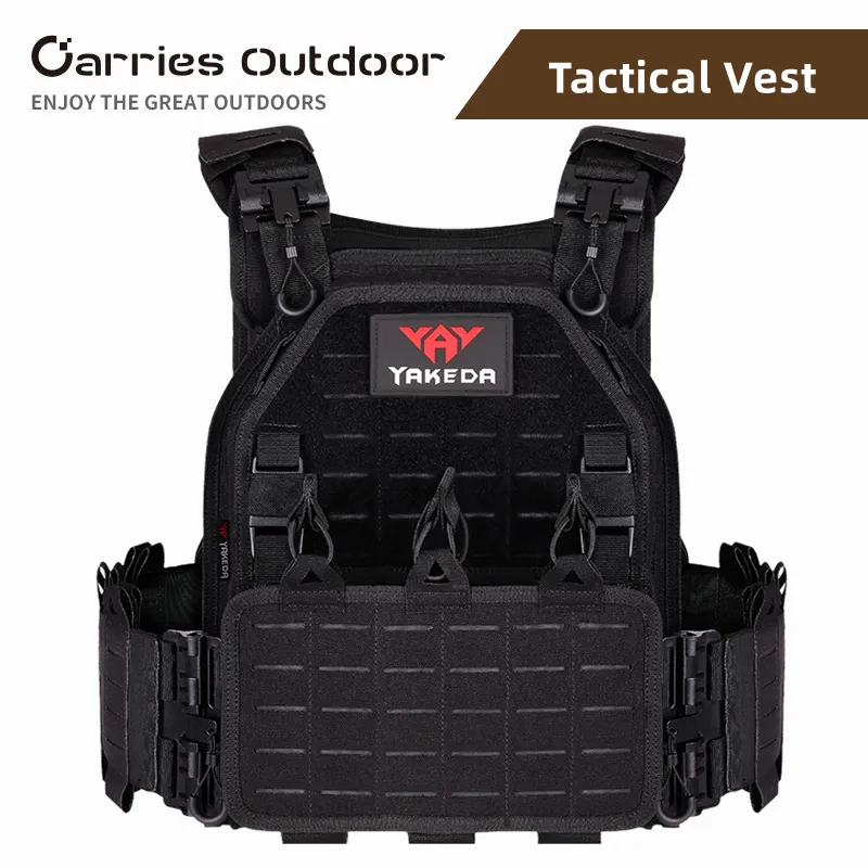 Mäns västar Yakeda Plate Tactical Vest Outdoor Hunting Protective Shoulder Justerbar Vest Airsoft Combat Military Equipment 230827