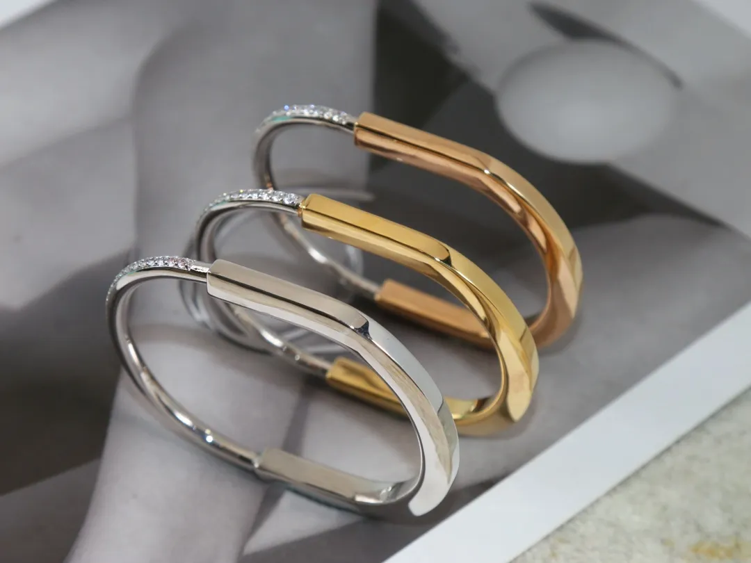 Bangle Titanium Stal Bluger Marka projektant Bransoletka Srebrna różowe bransoletki Kryształ bez kryształu dla kobiet biżuteria z aksamitną torbą z pudełkiem G.