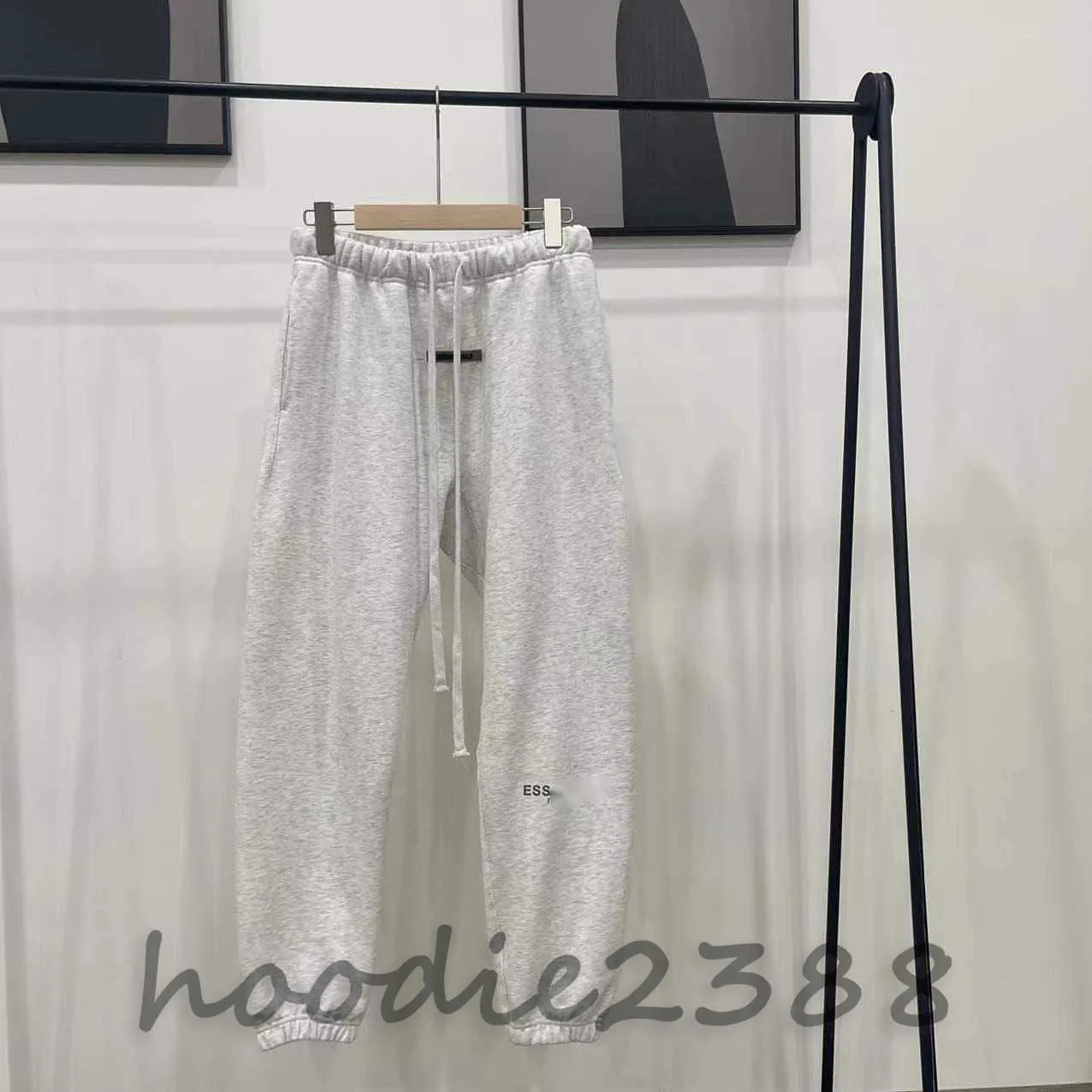 ESS Hellgraue Hose Designerhose Frühlings- und Sommer-Jogginghose Wollhose gegürtete Füße lockere Paar-Jogginghose, Herren-Jogginghose, Damen-Freizeithose 1015