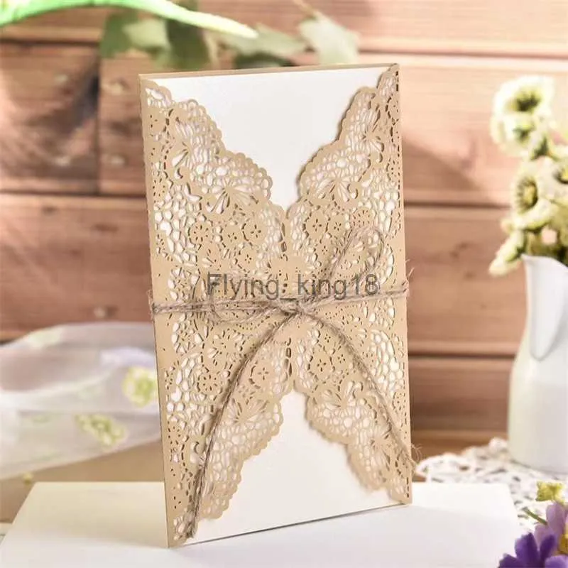 25/50/100pcs Hot sale Laser hollowing Wedding Invitations Card lace Greeting Engagement anniversaries Party Decoratio HKD230829