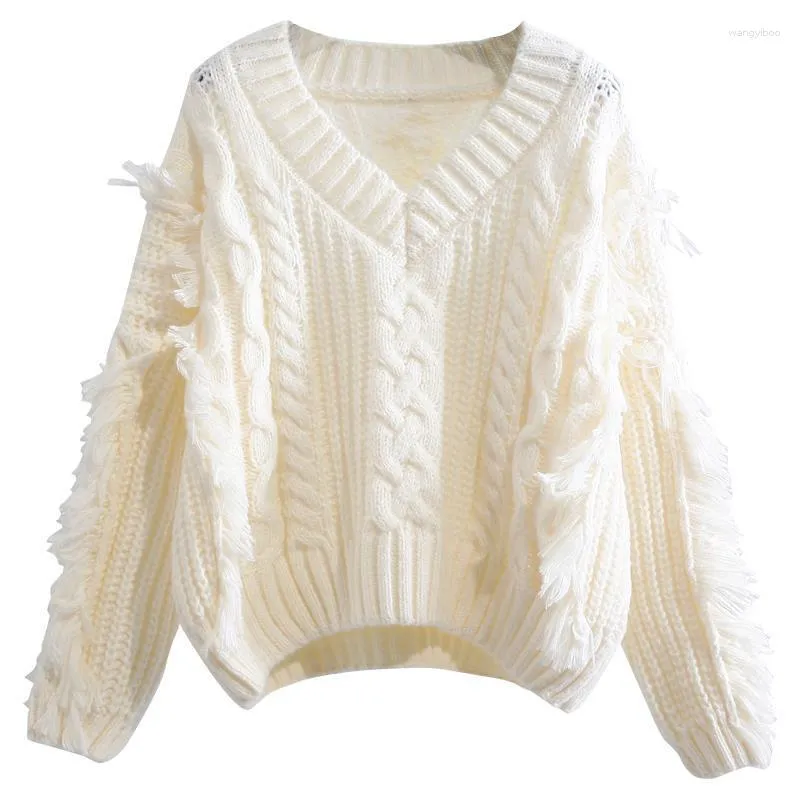Damessweaters Trui met V-hals Dames Verdikt 2023 Winter Loose Wear 5535