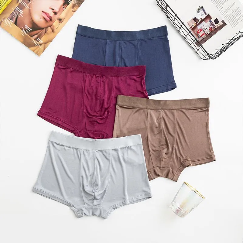 Underbyxor 3 Pack Men's Real Silk Boxers trosor Underkläder underkläder L XL 2XL 3XL 1063