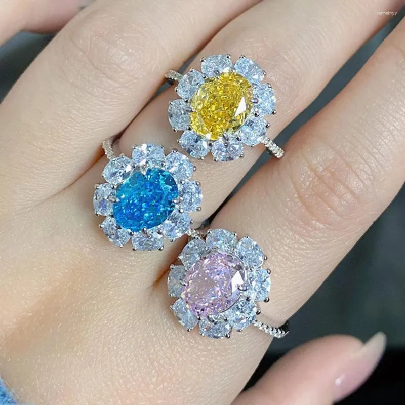 Cluster Rings WPB S925 Sterling Silver Women Shiny Pigeon Egg Ring Wedding Female Luxury Jewelry Zircon Design Girl Gift Party