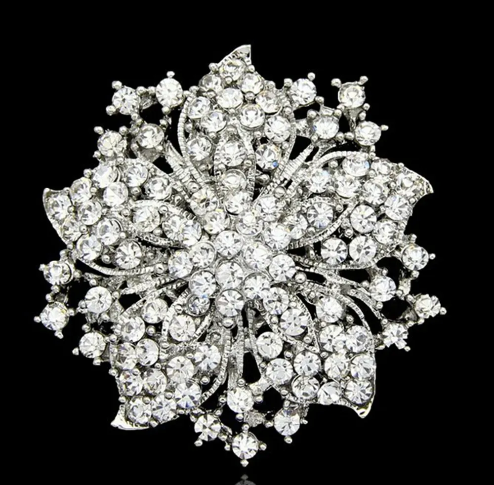 Broche Fantaisie Fleur Strass Parme Et Blanc Doca - Neuf Avec étiquettes