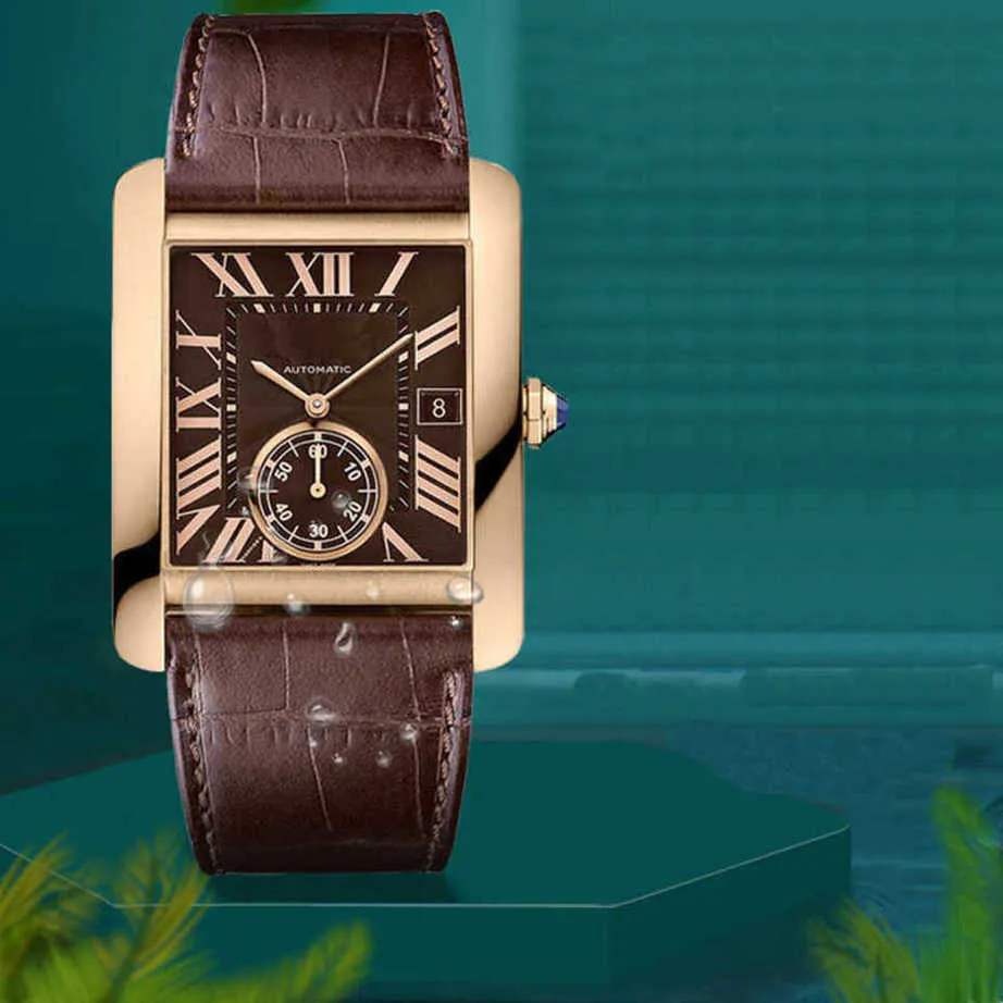 Reloj de diamantes Tank MC Automático para hombre Gold W5330001 38MF Movimiento mecánico de alta calidad Fecha Uhr Montre Cater Luxe con caja de regalo perfecta