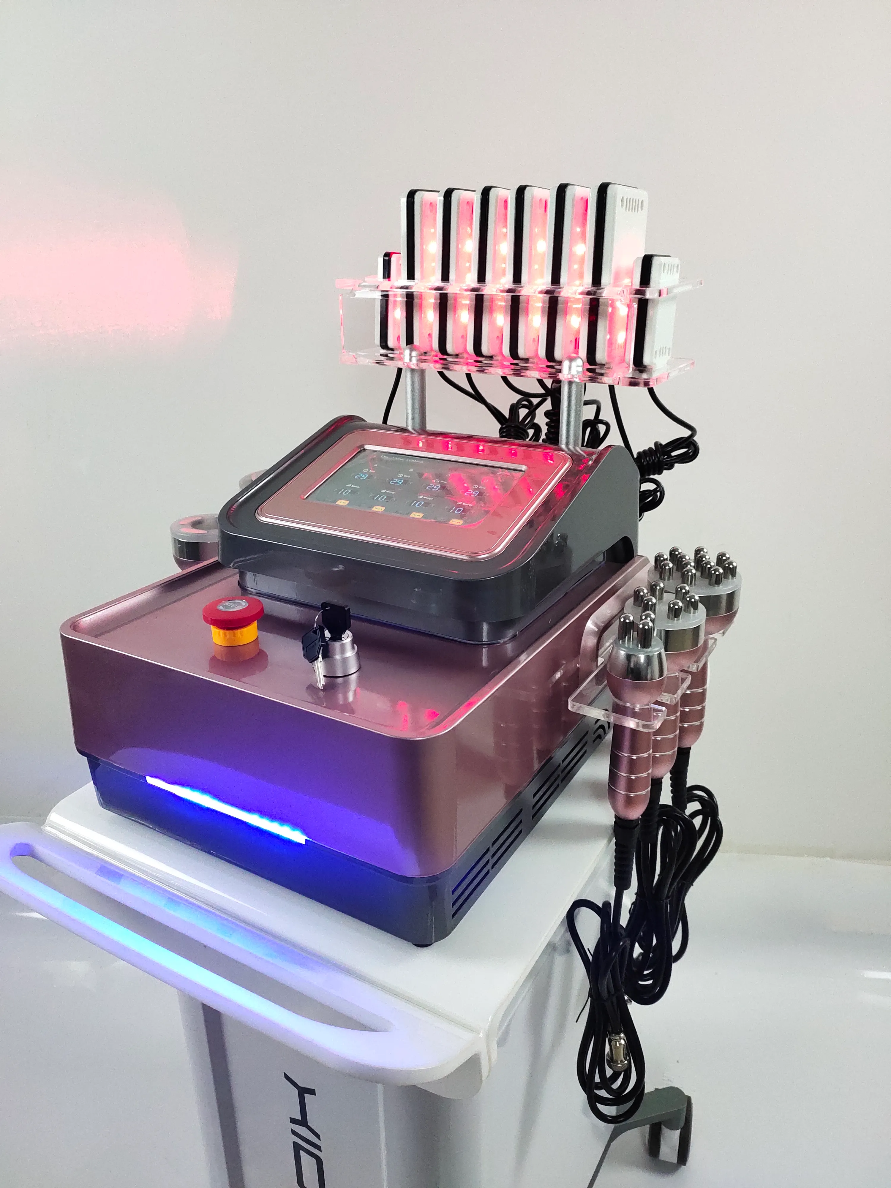 Machine amincissante au Laser Lipo à 8 tampons, pour usage domestique, Cavitation de graisse 80k, raffermissement de la peau Rf, grands stocks, 2023
