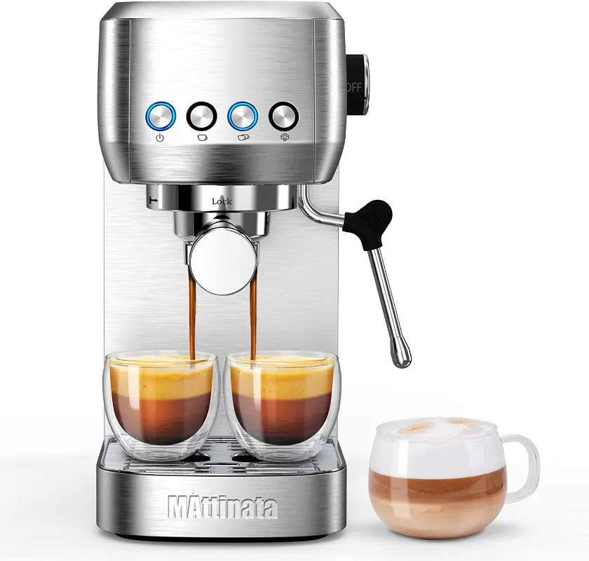 مطاحن القهوة اليدوية Mattinata Espresso Machine 20 Bar Maker with Milk Frothersteam Wand Stainless Steel Sumpact 230829