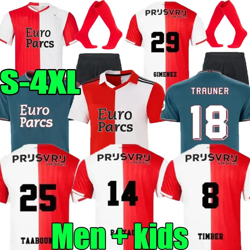 XXXL 4XL 2023 Feyenoords Accueil KOKCU Away Gimenez Danilo 22 23 24 Maillots de football Away TRAUNER Hommes Enfants Maillot de football ENFANTS HARTMAN GIMENEZ PAIXAO TAABOUNI TIMBER ROUGE