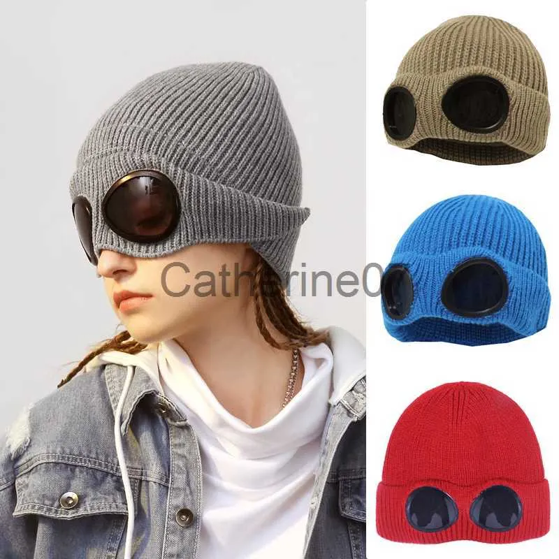 Stingy Brimless Winter Knit Hat With Goggles Unisex Neutral Solid Color Skull Knitted Knit Hat J230829 From Catherine07 5.85 DHgate.Com