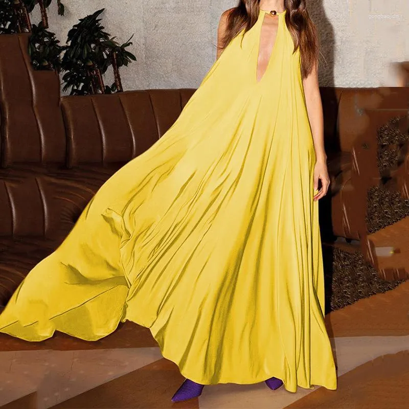 Casual Yellow Ankle-Length Polyester Beach Halter Maxi Dress with Hooded  Collar for Women Summer 2024 from Dhgate Basic & Casual Dresses - price  31.38