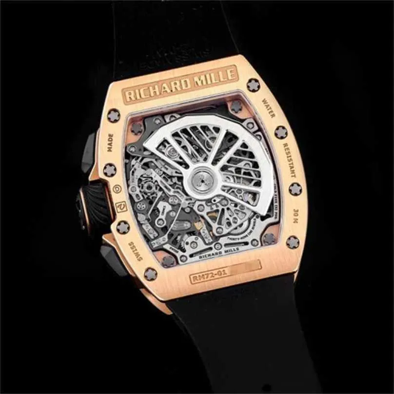 Richarmilles Watch Automatyczne sportowe zegarek mechaniczne Szwajcar Made Sens Watch Series RM7201 Rose Gold Automatyczne maszyny RM7201 21 rok Polityka BIR2XVWN-ZA8M