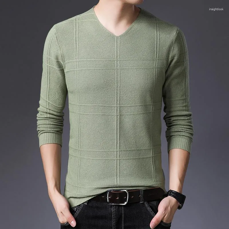 Herrenpullover 2023 Herbstmode Vielseitiger Pullover mit V-Ausschnitt Bequemes Slim-Fit-Strickhemd Trendiger Pullover Fadenunterlage