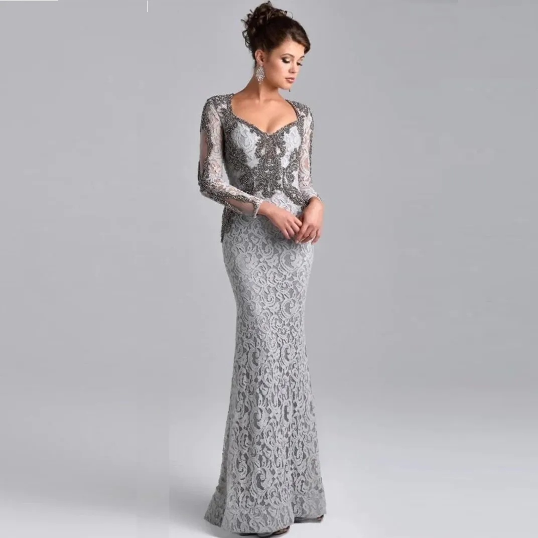 Oszałamiające pełne pączkowana szyja sukienki na studniowe rozmiarze długie rękawy wieczorowe suknia podłogi koronkowe aplikacje formalne sukienka dla gości 328 328