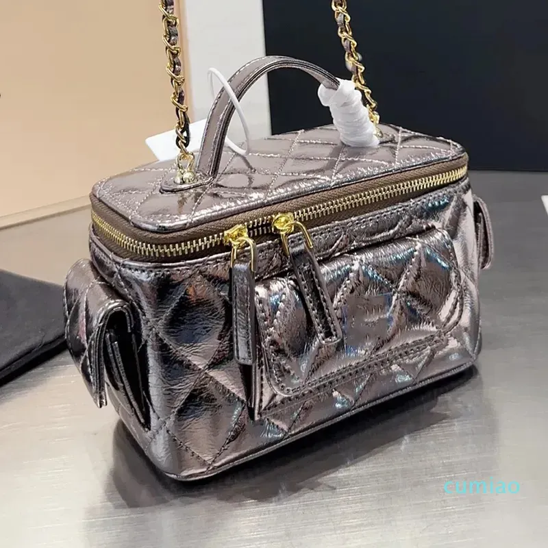 2023 Yeni Tasarımcı Kadınlar Mini Vanity ile Zincir Kozmetik Çanta Onun Bagaj Omuz Çantaları Lady Makyaj Kılıfı Crossbody Strap Çanta