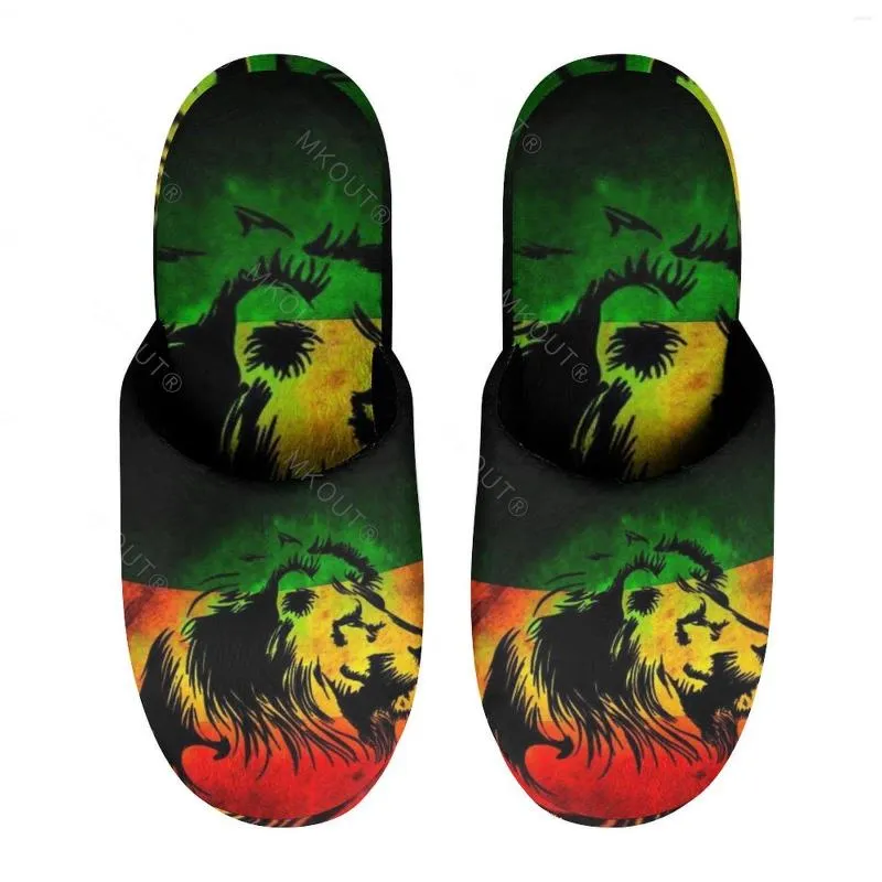 Pantofole Rasta Lion (3) Caldo cotone per uomo Donna Spessa suola morbida antiscivolo Scarpe soffici Mulo da casa per interni