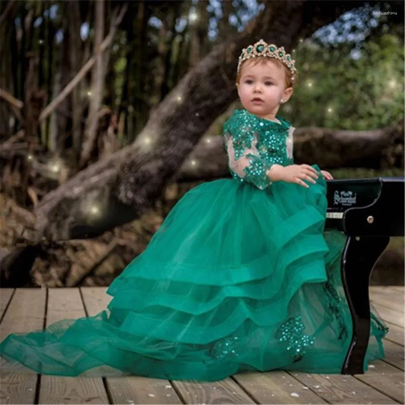 Robes de fille bouffantes fleur hors de l'épaule robe de princesse Tulle première Communion enfants mignons