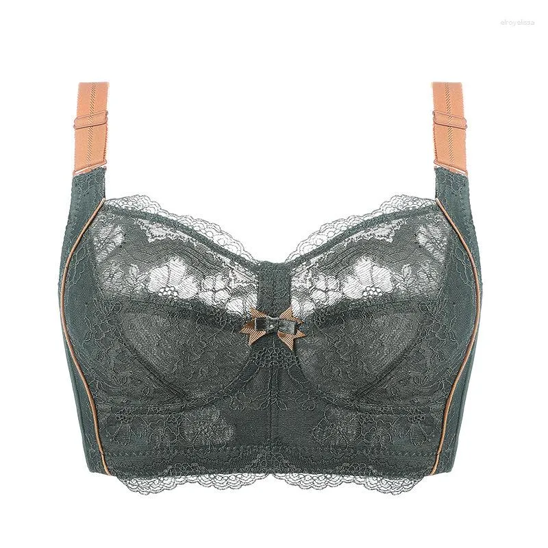 Adjustable Thin Style Gathered Bra For Women Large Size Contrast Big Breasts  Show Lace Underwear From Elroyelissa, $16.65