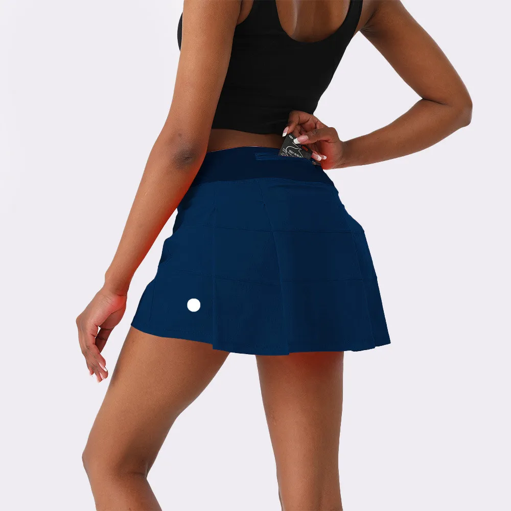 LL-88207 Womens Yoga Outfits High Waist Tennis Skirts Exercise Pleated Skirt Cheerleaders Short Dresses Fitness Wear Girls Running Elastic Pants Sportswear Lined