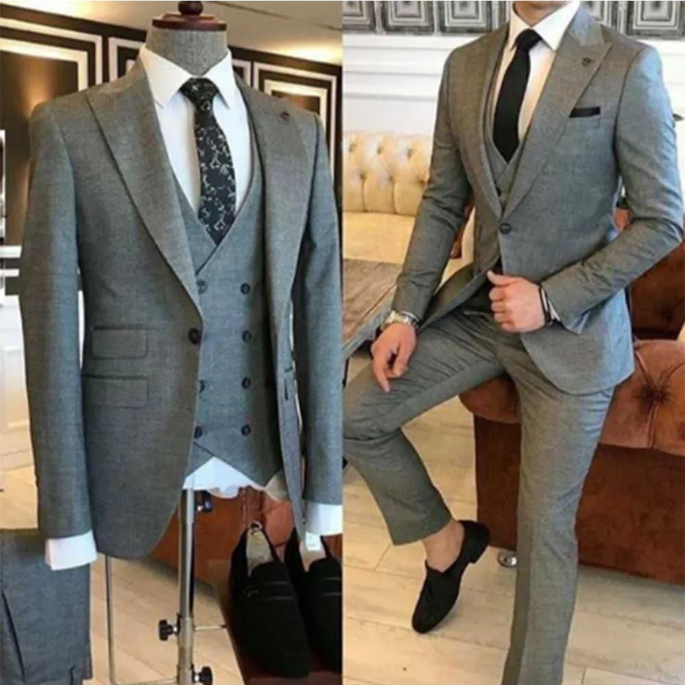 DHgate.com:Gray Slim Fit Mens 3-Piece Suit, Peak Lapel One DHgate.com:Gray Slim Fit Mens 3-Piece Suit, Peak Lapel One