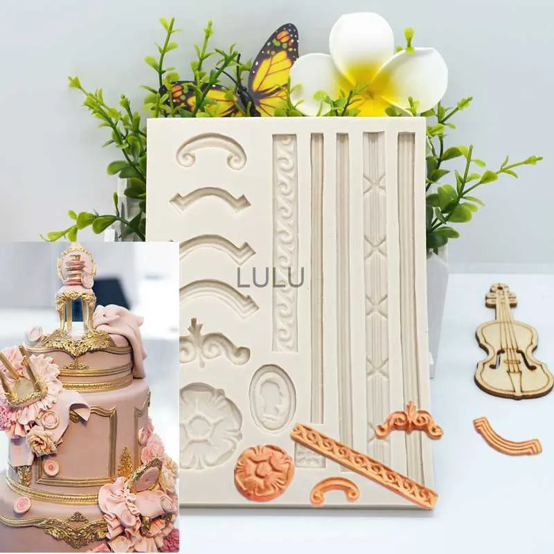 Cake Frame Silicone Mold Harts Kök Bakningsverktyg Diy Candy Chocolate Pastry Fondant Molds Dessert Lace Decoration HKD230828