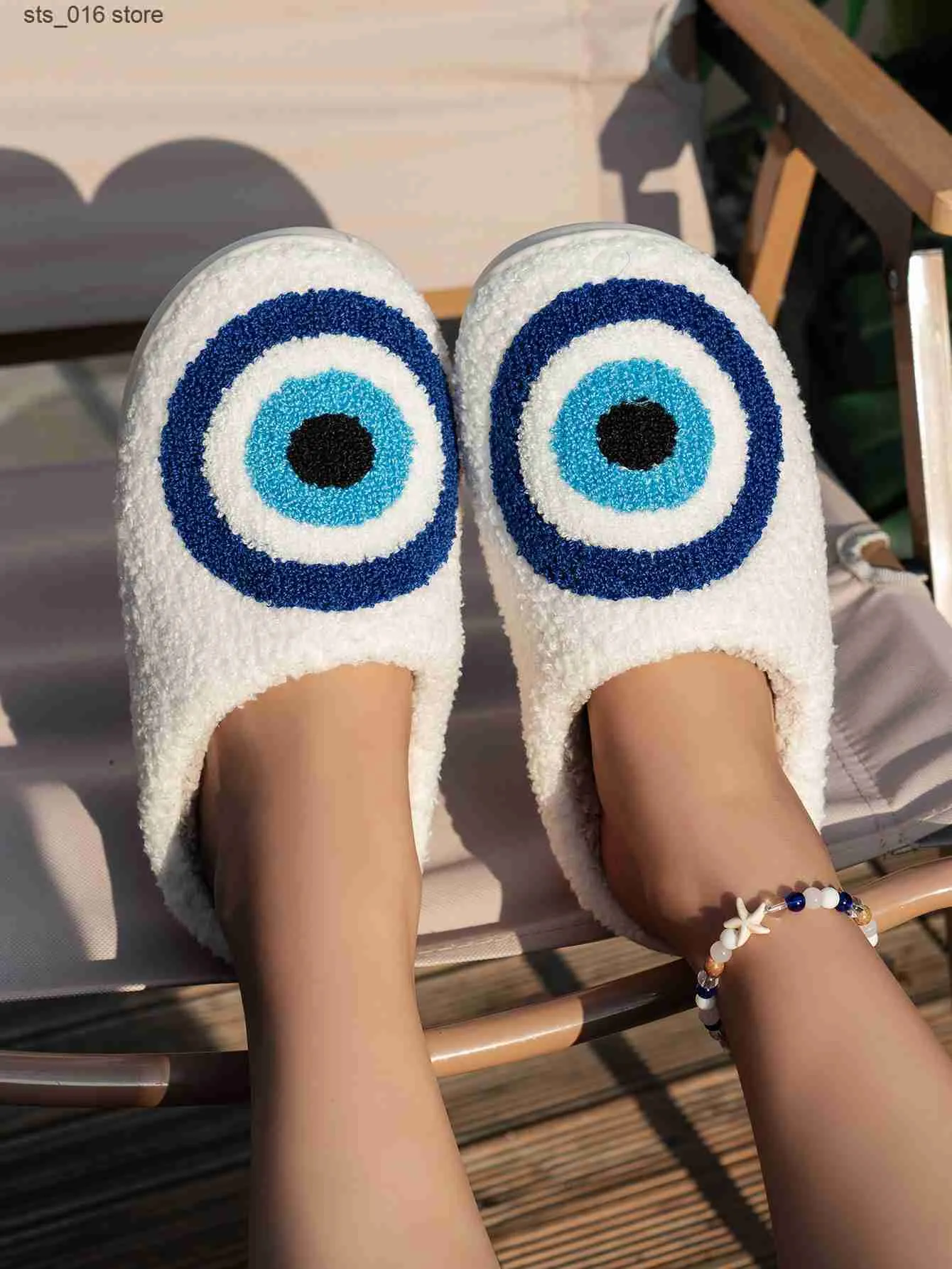 النعال Vceo Evil Eye Cute Cozy Comfy House Slippers Fluffy Christmas Slippers with Memory Foam indoor slip-on warm-on dark for men wome t230828