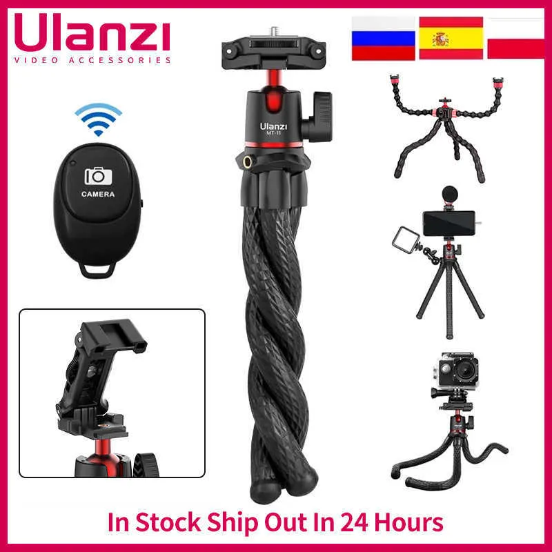 Treppiede flessibile per polipo Ulanzi MT-11 per telefono REFLEX Treppiede per fotocamera DSLR estendere 1/4 ''vite con clip per telefono ColdShoe Ballhead HKD230828