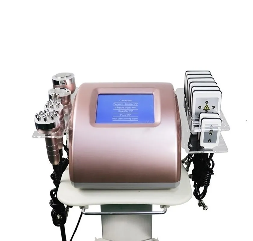 Cavitação ultra-sônica RF Vácuo Butt Lifting Body Slimming Machine Rosa 6 em 1 40K Diodo Portátil Lipo Laser Fat Burning Sculpting Radio Fre