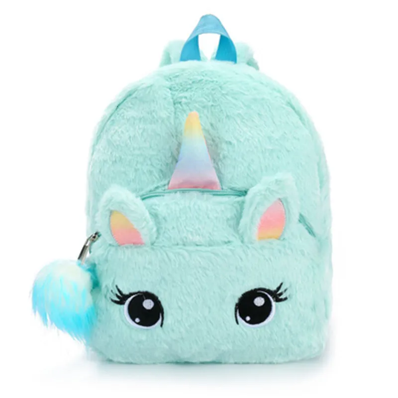 Plush Backpacks Cute Unicorn Plush Backpacks Cartoon Animal School Bag Children Winter Schoolbags Kids Colorful Soft Plush Backpack Girls Bags 230828