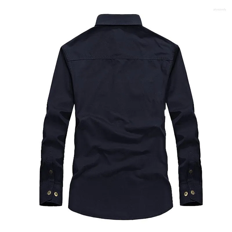 Casual overhemden voor heren, lente en herfst, katoen, losse werkkleding, lange mouwen, dunne top met meerdere zakken