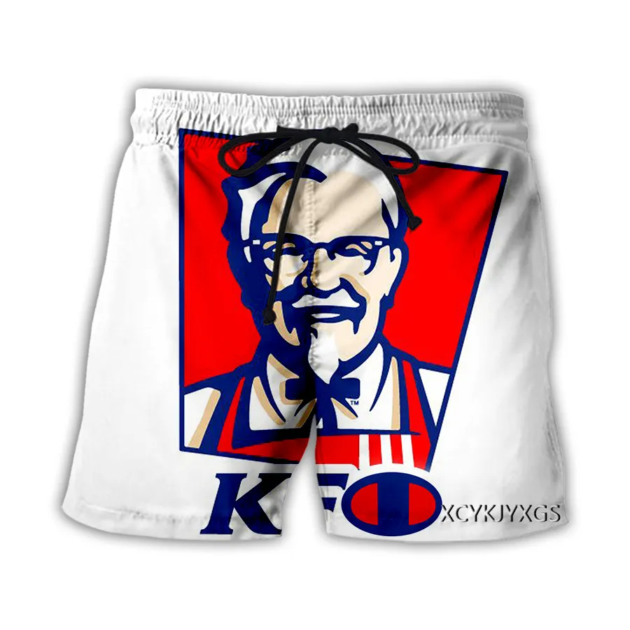 Хип-хоп спортивная одежда панк повседневные брюки с дорожными брюками Осень мужчины Cool Print KFC 3D Shorts S-7XL 003