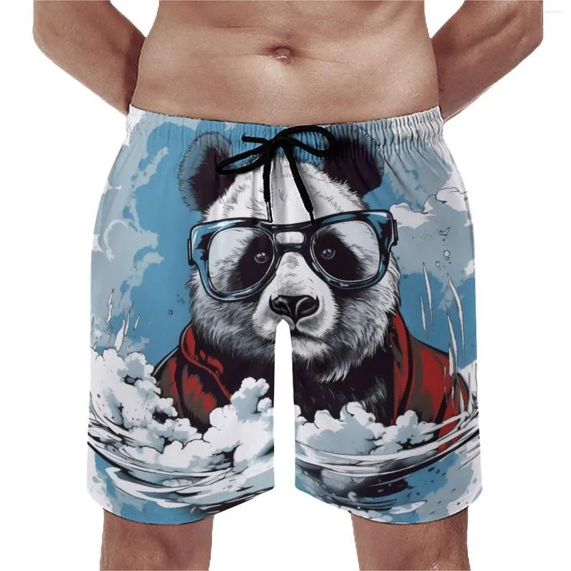 Shorts pour hommes Panda Board Summer Animal avec des lunettes Crazy Running Surf Beach Pantalons courts Hommes Séchage rapide Casual Imprimer Maillots de bain