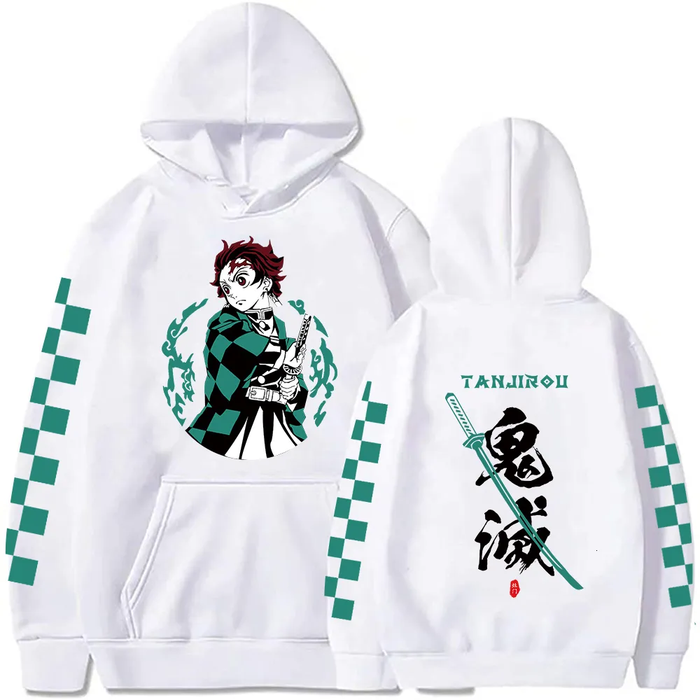 Mens Demon Slayer Half Hoodie Tanjiro Kamado Style Harajuku