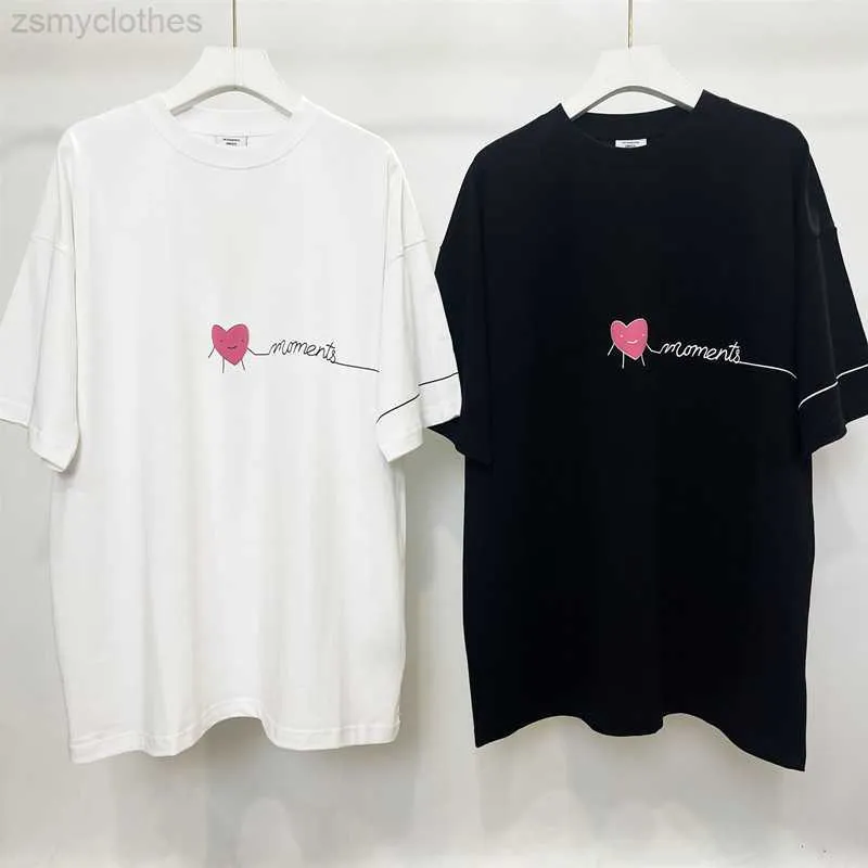 Erkek Tişörtleri Kaliteli 2023SS Vetements Cartoon Heart Moda T-Shirt Erkekler VTM Beyaz Siyah Büyük Boyu Kadın Tees Vintage T Shirt