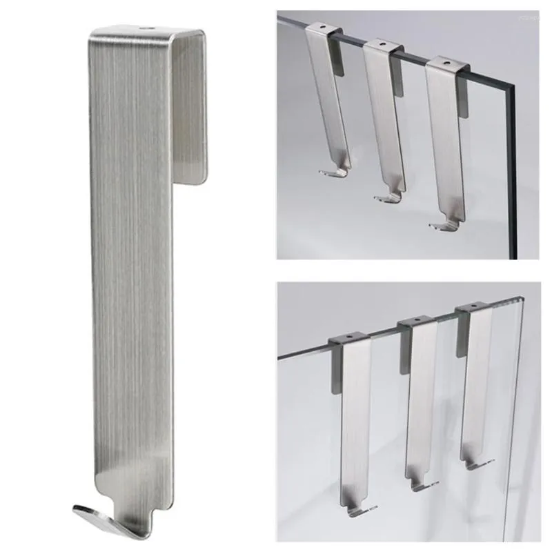 Bath Accessory Set Single Double Side Bathroom Shower Door Hook Over Glass Towel Rack Stainless Steel Drilling Free Holder Hanger