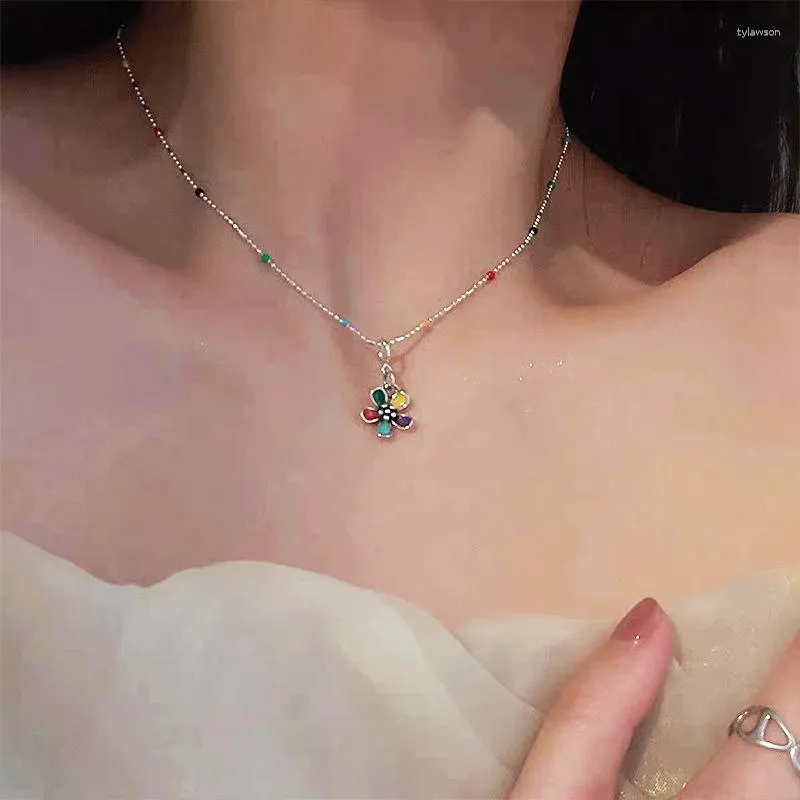 Anhänger Halsketten Ins Bunte Blume Halskette Süßes Nettes Set Für Frauen Mädchen Mode Ästhetischen Schmuck Geschenk