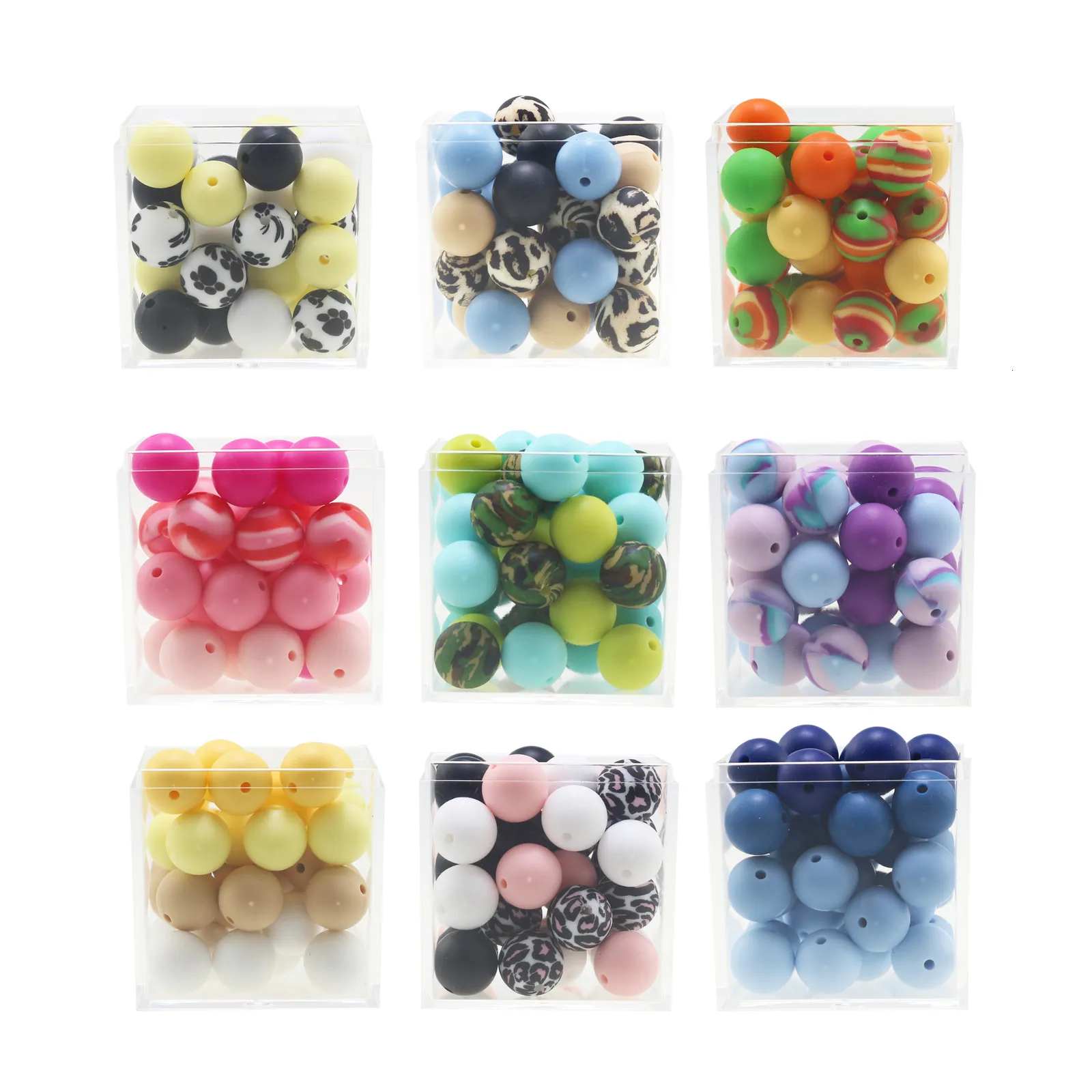 Bebê Mordedores Brinquedos 20pcsLot 10mm12mm15mm Silicone Beads Food Grade Teether Rodada Beads Bebê Mastigável Dentição Beads para DIY Colar 230828