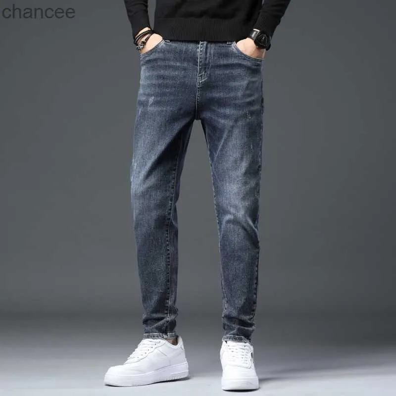 Mens Slim-fit Jeans Stretch Denim Calças Jeans Preto de Alta Qualidade Na Moda Casual Jeans Calças Jeans Elegantes Homens HKD230829