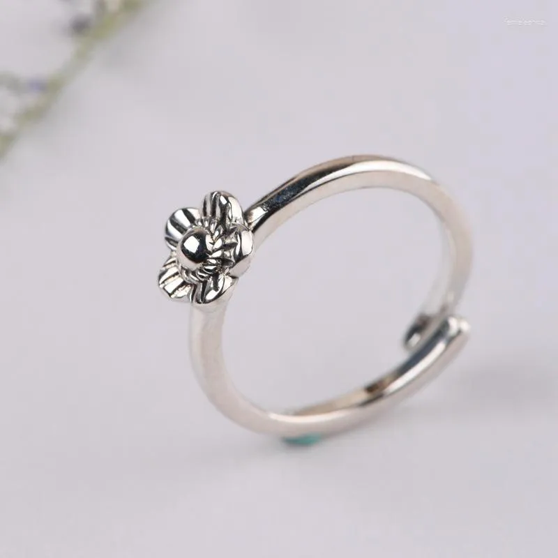 Cluster Rings FNJ 925 Silver Ring For Women Jewery Original Pure S925 Sterling Flower
