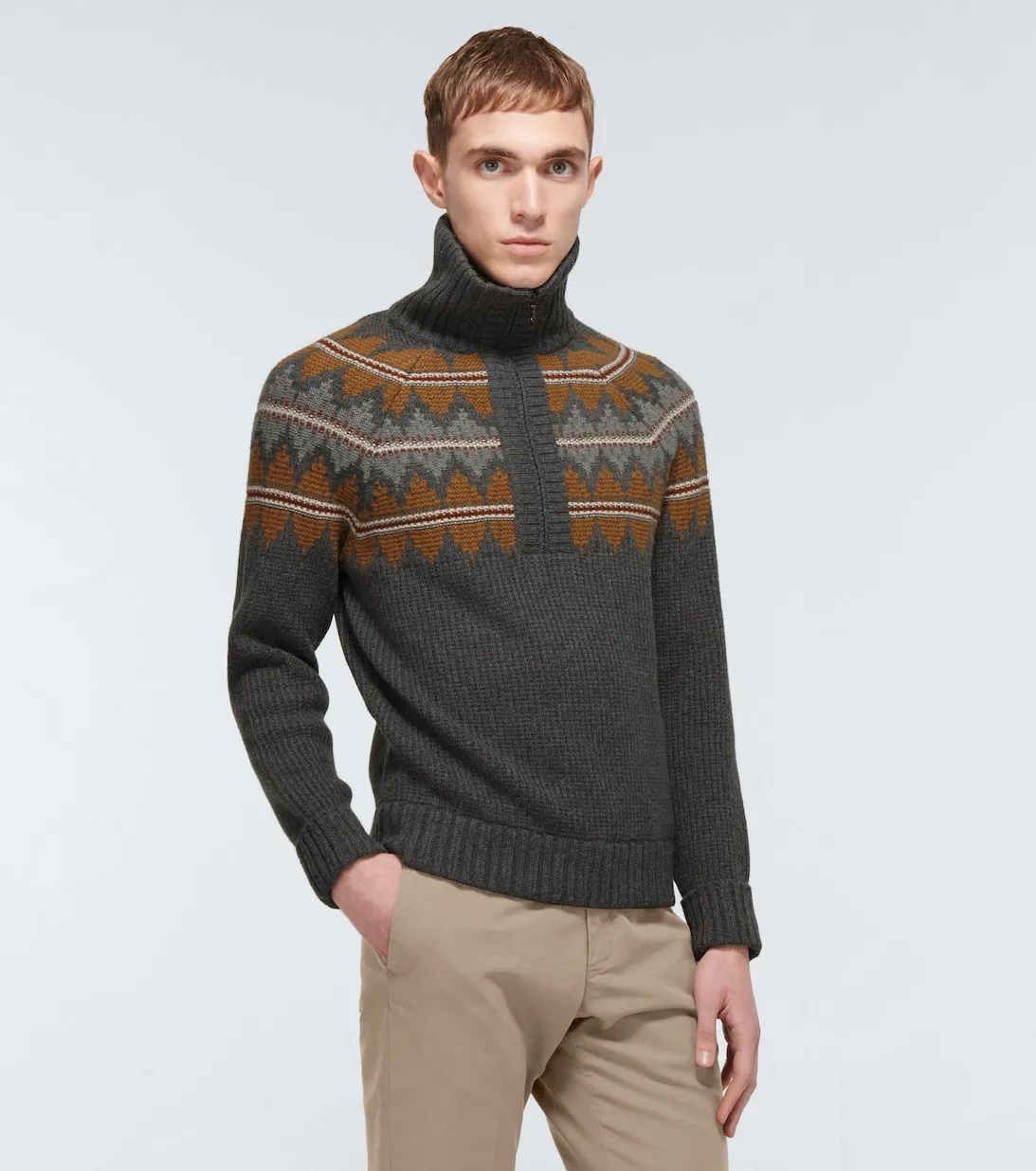 Loro * Piana Designer European Men Sweater Sweater American Style Zima zamek kaszmirowy sweter sweter