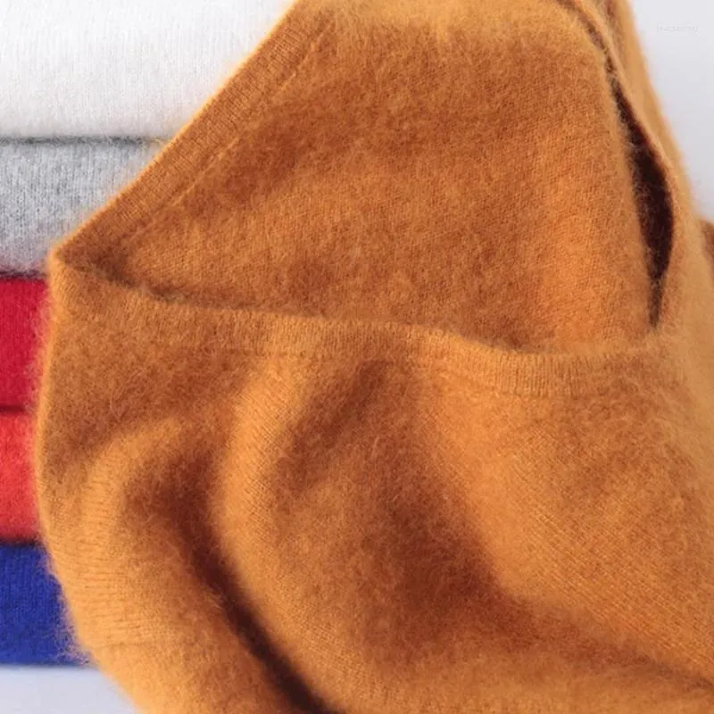 女性用セーター2023スーパーウォームフッフィーミンクカシミアソフトファーVネックとプルオーバー女性秋冬ジャンパー女性ブランド