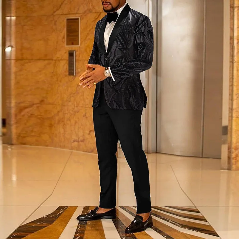 Blazer Homme En Satin Motif Floral - Coupe Slim Fit, Doublure Polyester, Pour Soirée, Scène, événement élégant