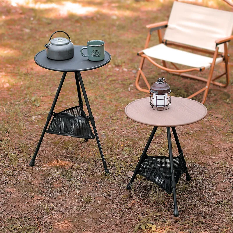 Camp Furniture Telescopic Folding Round Table Outdoor Three-legged Dining Table Portable Aluminum Alloy Coffee Table Hike Picnic Liftable Table 230828