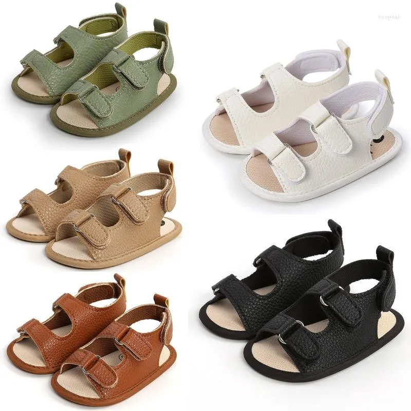 Sandales bébé chaussures garçon fille PU semelle inférieure souple anti-dérapant infantile premier marcheur berceau né mocassins