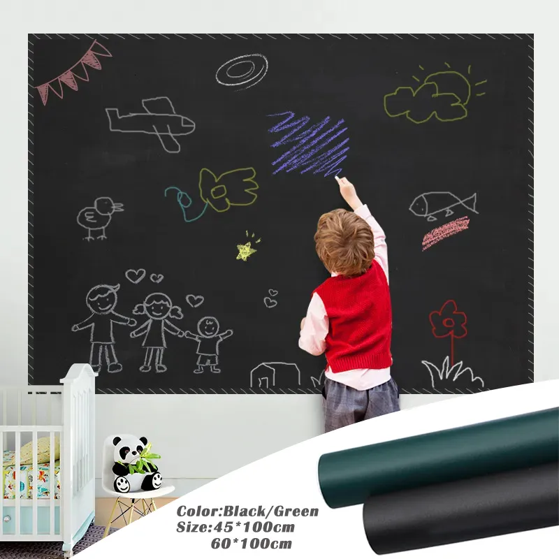 Wall Stickers Blackboard Chalk Board Erasable PVC Draw Mural Decor ChalkBoard Sticker for Kids Rooms Bedroom Office 60x100cm 230829